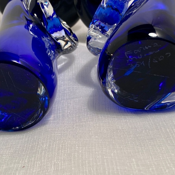 Formia Vetri Di Cobalt Blue & Clear Murano Glass Asian Fiqurines - Picture 2 of 16